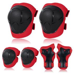 img 4 attached to EGMOO Knee And Elbow Pads For Kids Outdoor Sport Protective Gear 3 In 1 Set With Wrist Guards For Ages 2-8 Boys Roller Skating Rollerblading (Red)