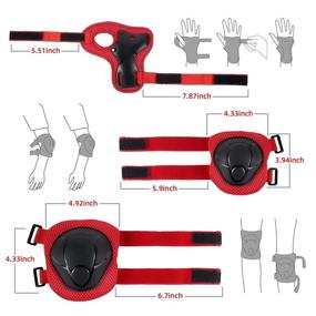 img 2 attached to EGMOO Knee And Elbow Pads For Kids Outdoor Sport Protective Gear 3 In 1 Set With Wrist Guards For Ages 2-8 Boys Roller Skating Rollerblading (Red)