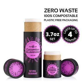 img 3 attached to Natural Deodorant Stick Set: Aluminum Free & Zero Waste, Cucumber & Lavender, Full & Travel Size, Vegan & Cruelty Free - Eco Friendly and Plastic Free (Total 3.7oz)