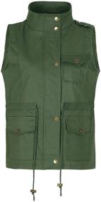 img 3 attached to Lightweight Women's Sleeveless Utility Vest with Pockets - Military-Inspired Jacket Vest