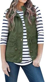 img 4 attached to Lightweight Women's Sleeveless Utility Vest with Pockets - Military-Inspired Jacket Vest