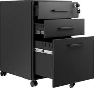 🗄️ reyade 3 drawer mobile file cabinet, metal office storage cabinet with lock and handle, under desk office pedestal file cabinet, pre-assembled (excluding wheels), legal/letter/a4 file compatible, black логотип