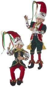 img 1 attached to RAZ Imports 2021 Christmas Eve 16-inch Posable Elf Figurine: Assorted Set of 2 - A Captivating Addition to Your Holiday Decor