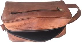 img 2 attached to 🧳 Genuine Leather Toiletry Bag for Men and Women - Unisex Travel Organizer, Dopp Kit, Shaving & Cosmetic Bag