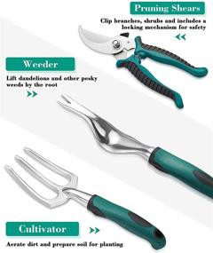 img 1 attached to 🌻 FiveJoy 11-Piece Garden Tool Set with Garden Bag - Aluminum Alloy Steel Starter Kit, Heavy Duty Gardening Work Set with Ergonomic Handle - Ideal Gardening Tools Gift for Women and Men, Outdoor Tool