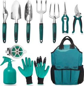 img 4 attached to 🌻 FiveJoy 11-Piece Garden Tool Set with Garden Bag - Aluminum Alloy Steel Starter Kit, Heavy Duty Gardening Work Set with Ergonomic Handle - Ideal Gardening Tools Gift for Women and Men, Outdoor Tool