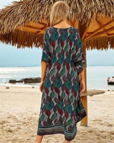 img 2 attached to Floral Maxi Beach Dress: Sexy Loose Swimwear Bikini Cover Up Cardigan for Women