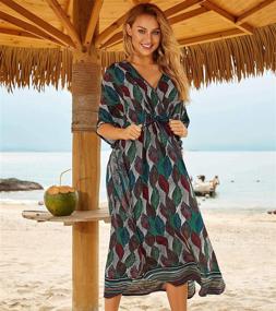 img 1 attached to Floral Maxi Beach Dress: Sexy Loose Swimwear Bikini Cover Up Cardigan for Women