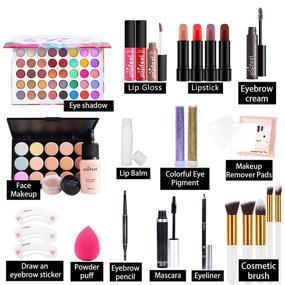 img 1 attached to 💄 Pure Vie All-in-One Makeup Set - Holiday Birthday Cosmetic Starter Bundle with Eyeshadow Palette, Lipstick, Lipgloss, Concealer, Mascara, Foundation Brush - Full Kit for Women - Essential Makeup Kit