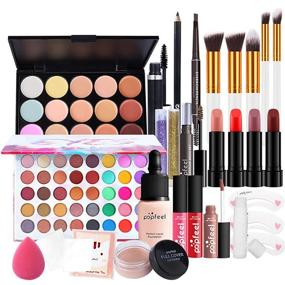 img 2 attached to 💄 Pure Vie All-in-One Makeup Set - Holiday Birthday Cosmetic Starter Bundle with Eyeshadow Palette, Lipstick, Lipgloss, Concealer, Mascara, Foundation Brush - Full Kit for Women - Essential Makeup Kit