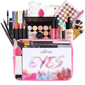 img 3 attached to 💄 Pure Vie All-in-One Makeup Set - Holiday Birthday Cosmetic Starter Bundle with Eyeshadow Palette, Lipstick, Lipgloss, Concealer, Mascara, Foundation Brush - Full Kit for Women - Essential Makeup Kit