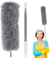 🪒 extra long microfiber feather duster with extendable pole for high ceiling cleaning - bendable, washable, ideal for ceiling fans, blinds, cobwebs, furniture, and cars logo