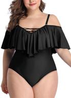 daci plus size off shoulder flounce one piece swimsuits for women - ruffle tummy control bathing suits with excellent swimwear style logo