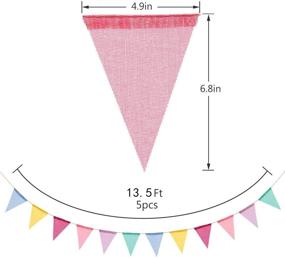 img 3 attached to BEFORYOU 60 Flags Imitated Burlap Pennant Banner - Vibrant Multicolor Fabric Triangle Rainbow Flag Bunting for Festive Summer Parties and Classroom Decoration (A)