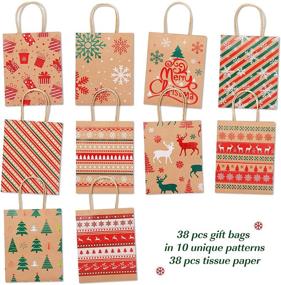 img 2 attached to 38pcs Christmas Kraft Gift Bags with Handles - Colorbib Medium Goody Bags, 10 Lovely Styles, complete with Tissue Paper for Xmas Gift-Giving and Holiday Wrapping - Perfect for Bulk Favor Bags