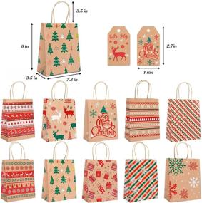 img 3 attached to 38pcs Christmas Kraft Gift Bags with Handles - Colorbib Medium Goody Bags, 10 Lovely Styles, complete with Tissue Paper for Xmas Gift-Giving and Holiday Wrapping - Perfect for Bulk Favor Bags