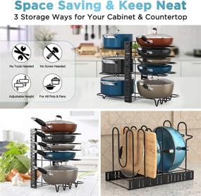 img 3 attached to ORDORA 8 Tier Pot and Pan Organizer Rack for Kitchen Cabinet - Adjustable, DIY Methods, Efficient Kitchen Organization & Storage Solution with Pot Lid Organizer