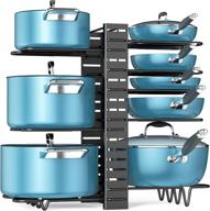 ordora 8 tier pot and pan organizer rack for kitchen cabinet - adjustable, diy methods, efficient kitchen organization & storage solution with pot lid organizer логотип