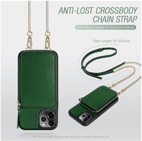 img 1 attached to 📱 Dark Green iPhone 11 Pro Wallet Case - ZVE Credit Card Holder with Crossbody Chain Handbag Purse Wristlet Zipper Leather Cover for Apple iPhone 11 Pro 5.8 inch.