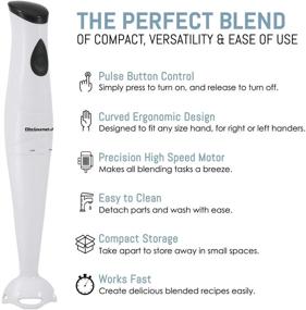 img 2 attached to 🔌 Elite Gourmet EHB-2425X Electric Immersion Hand Blender - Mixer, Chopper, 1-Touch Control, 150W, White