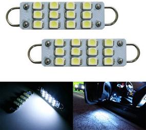 img 4 attached to Xenon White iJDMTOY 12-SMD-3528 1.72-In 43mm Festoon LED Bulbs, Perfect for Car Side Door Courtesy Lights - Compatible with 211-2, 212-2, 214-2, 561 Rigid Loop