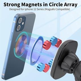 img 3 attached to 📱 Magnetic Car Phone Mount for Dashboard and Air Vent, OQTIQ Phone Holder with 360° Adjustable Strong Magnet, Ideal for iPhone 12 Series/MagSafe Case, LG, Samsung Galaxy, and More