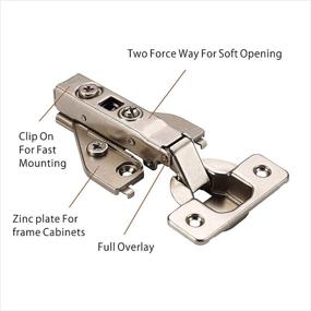 img 2 attached to 🔧 Furniware 10 Pack Soft Close Cabinet Hinges, Adjustable 3D Full Overlay Butterfly Hinges Nickel Plated, Ideal for Framed and Frameless Furniture- 105 Degree