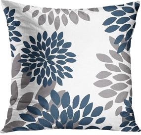 img 2 attached to 🔷 Emvency Set of 4 Throw Pillow Covers - Modern Abstract Geometry Design in Blue, White, and Grey with Sweet Floral Arrow Motif - Decorative Pillow Cases for Home Decor - Standard Square 20x20 Inches - Pillowcases for Better SEO