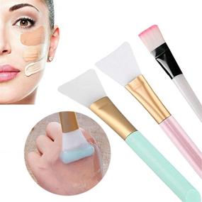 img 2 attached to 🌸 Silicone Face Mask Brushes - Set of 3 Facial Mud Applicator Tools + Headband - Ideal for Charcoal or Mixed Masks - Gentle and Soft