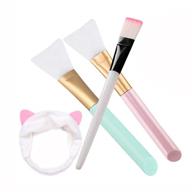 🌸 silicone face mask brushes - set of 3 facial mud applicator tools + headband - ideal for charcoal or mixed masks - gentle and soft logo