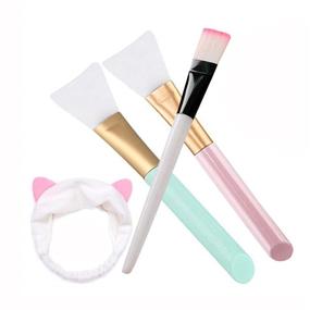 img 4 attached to 🌸 Silicone Face Mask Brushes - Set of 3 Facial Mud Applicator Tools + Headband - Ideal for Charcoal or Mixed Masks - Gentle and Soft