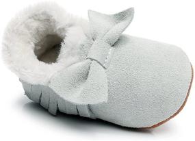 img 1 attached to HONGTEYA Fleece Leather Toddler Boys' Moccasin Shoes
