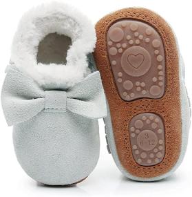 img 4 attached to HONGTEYA Fleece Leather Toddler Boys' Moccasin Shoes