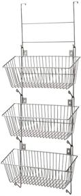 img 4 attached to Silver 3 Level Hanging Wire Basket Bin Set - EZOWare Over the Door & Wall Mount Storage Organizer