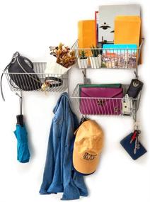 img 2 attached to Silver 3 Level Hanging Wire Basket Bin Set - EZOWare Over the Door & Wall Mount Storage Organizer