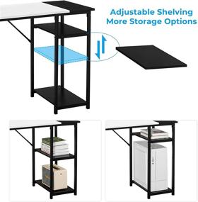 img 1 attached to 🖥️ L Shaped Desk with Storage, 86.6 Inch Reversible 2-Person Computer Gaming Office Desk, Writing Study Corner Desk for Home Office in White/Black - GreenForest