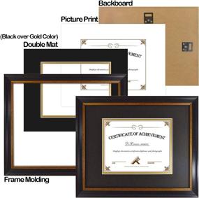 img 2 attached to Golden State Art 11x14 Black Gold & Burgundy Color Frame: Perfect for 7x9 Diploma/Certificate with Double Mat & Real Glass (Black Over Gold Double Mat, 1-Pack)