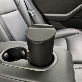 img 2 attached to RSZX Car Trash Can: Compact Silicone Mini Trash 🚗 Can with Cup Holder for Car, Office, and Home (Black)