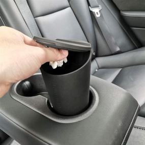 img 1 attached to RSZX Автомобильная мусорная корзина: компактная мини-мусорка из силикона с держателем для чашек для автомобиля, офиса и дома (черная)