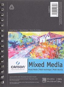 img 3 attached to Canson Artist Series Dual Surface Mix Media Paper Pad - Ideal for Wet or Dry Media, Fine or Medium Texture, Side Wire Bound, 138 lb, 5.5 x 8.5 Inches, 30 Sheets