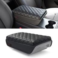 enhance comfort and protection with kmmotors model 3, model y console cover - stylish armrest cushion, faux leather - a must-have accessory for your tesla! logo