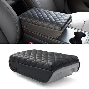 img 4 attached to Enhance Comfort and Protection with KMMOTORS Model 3, Model y Console Cover - Stylish Armrest Cushion, Faux Leather - A Must-Have Accessory for Your Tesla!