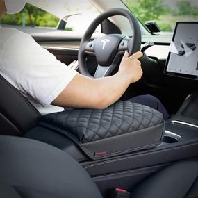 img 3 attached to Enhance Comfort and Protection with KMMOTORS Model 3, Model y Console Cover - Stylish Armrest Cushion, Faux Leather - A Must-Have Accessory for Your Tesla!