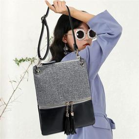 img 2 attached to 👜 Стильная полосатая женская сумка через плечо с кисточкой - модная плечевая сумка для девочек