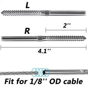 img 3 attached to 🔩 60-Pack Steel DN Mate T316 Stainless Steel Swage Lag Screws for 1/8" Wood Post Deck Railing Kit - Left & Right Handed Thread, Cable Railing/Stair Deck Railing, DIY Baluster Hardware with Wrench Included