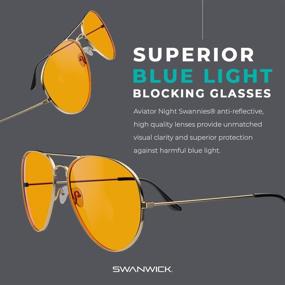img 3 attached to 🌙 Maximize Sleep Quality with Swanwick Aviator Night Swannies: Premium Blue Light Blocking Glasses for Gaming PC, Laptop, and Smartphone Screens