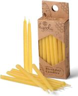 hyoola beeswax birthday candles – 24 pack of mini birthday candles - all natural, unscented pure beeswax candles - handmade in the usa - yellow logo