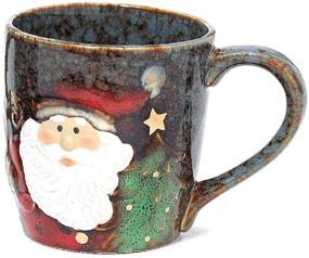 img 1 attached to 🎅 18 Ounce Yuletide Charms Santa Face Porcelain Marbleized Holiday Mug