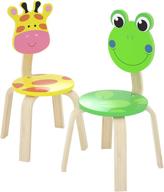 🪑 iplay, ilearn 2-piece wooden kids chair set - natural hardwood giraffe & frog animal chairs, stackable furniture for toddlers, boys, girls - perfect for playroom, nursery, preschool, kindergarten logo