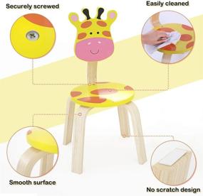 img 2 attached to 🪑 iPlay, iLearn 2-Piece Wooden Kids Chair Set - Natural Hardwood Giraffe & Frog Animal Chairs, Stackable Furniture for Toddlers, Boys, Girls - Perfect for Playroom, Nursery, Preschool, Kindergarten